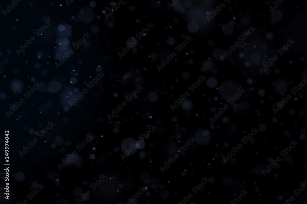 Poster floating light atmospheric particles isolated on black overlay. may be used on top of the layers in 
