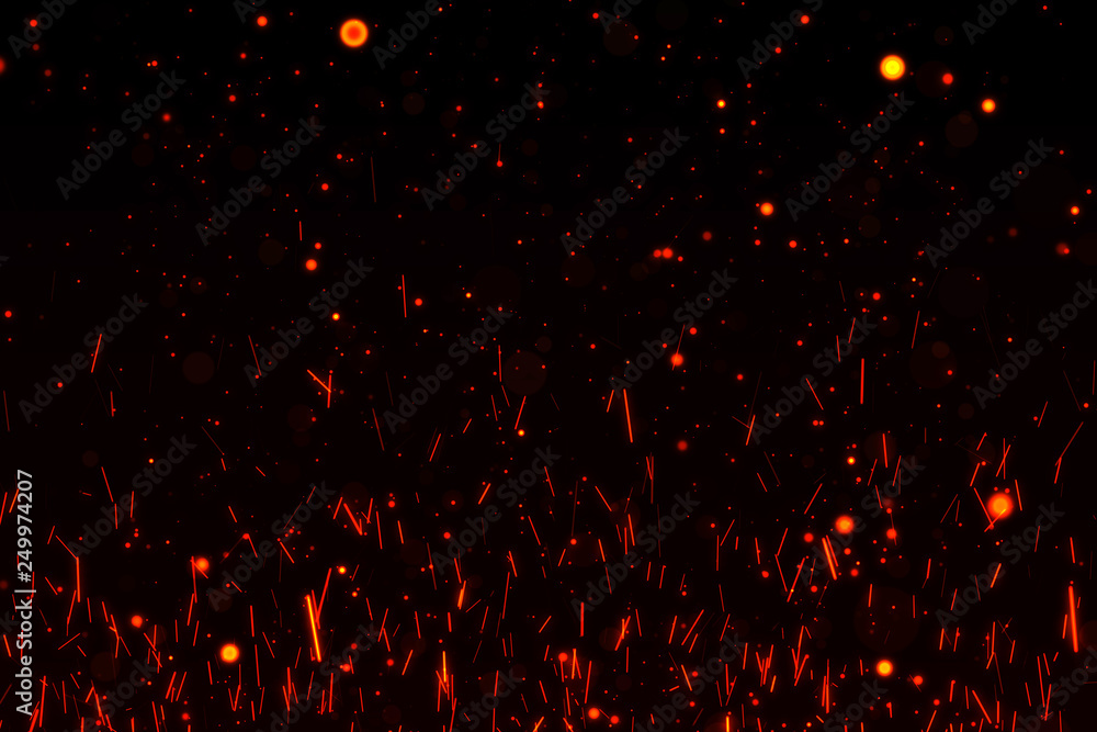 Poster fire particles isolated on black background overlay. put it over your image in screen mode.