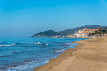 Beach on the Southern Italian Mediterranean Coast on a Sunny Day