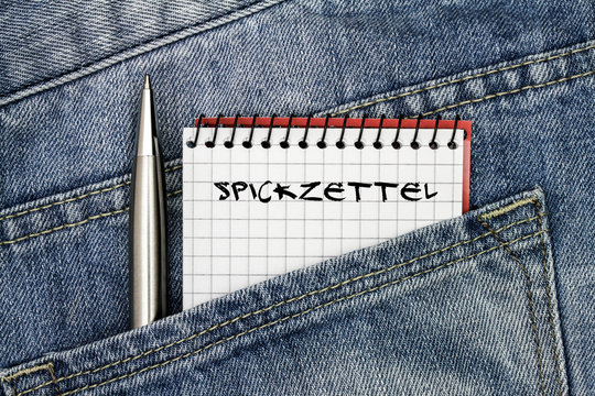 Spickzettel in Hosentasche