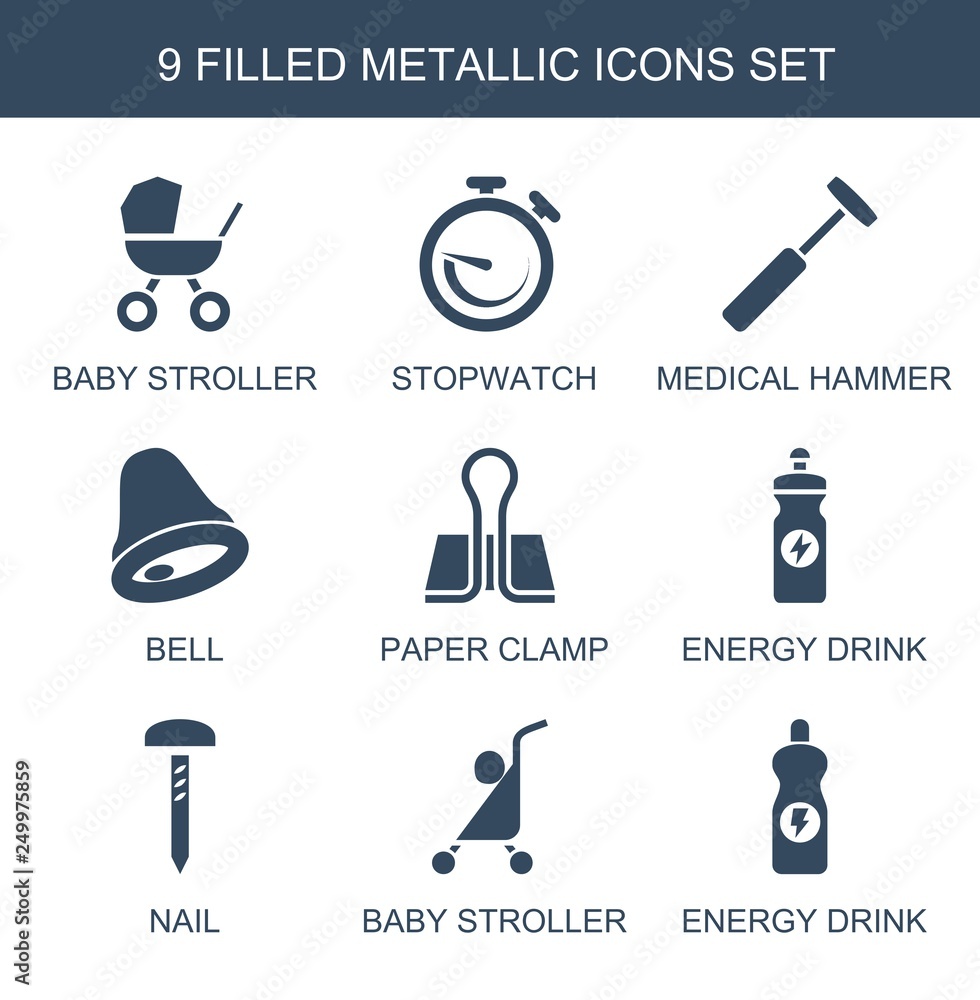 Wall mural 9 metallic icons