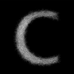 Capital letter C from fine lines like a sketch drawn with pencil. Vector.