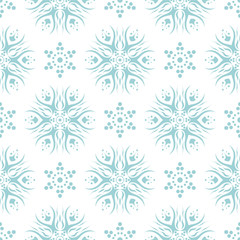 Floral seamless pattern. Blue and white background. Vector illustration