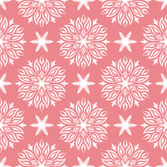  Floral seamless pattern. White and pink background