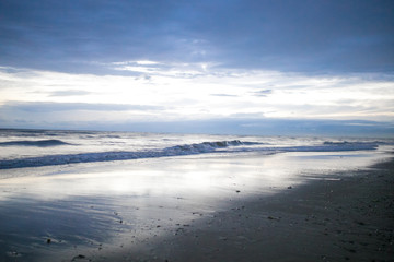 tourist beach after a storm in the off season