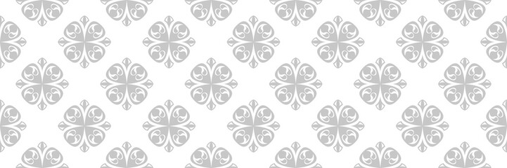 Floral seamless pattern. Gray flower design on white background
