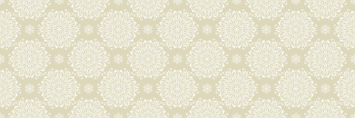 White arabic seamless pattern on olive green background