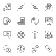 Fototapeta premium Vector Blockchain concept icons set in thin line style on white background