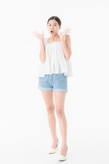 Young lady in casual summer outfits