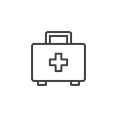 Obraz premium Medical box line icon. linear style sign for mobile concept and web design. First aid kit outline vector icon. Symbol, logo illustration. Pixel perfect vector graphics