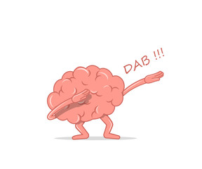 Cartoon brain dancing dab. Isolated character brain the dancing quirky for hype. Vector illustration in flat style