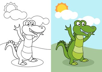 coloring book or page alligator, crocodile