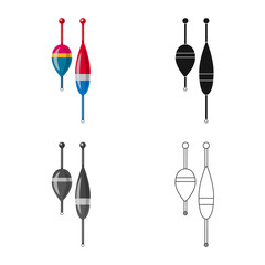 Vector design of fish and fishing symbol. Set of fish and equipment stock vector illustration.