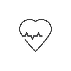 Heart cardiology line icon. linear style sign for mobile concept and web design. Heart beat pulse outline vector icon. Cardiogram symbol, logo illustration. Pixel perfect vector graphics