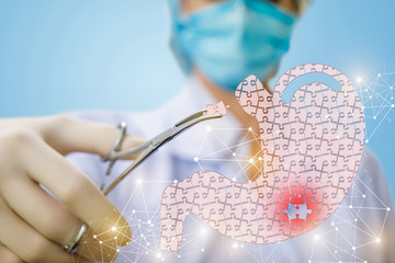A doctor performing stomach treatment.