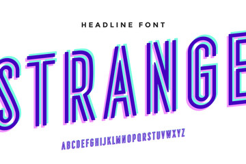 Alphabet and font. Bold, regular and medium uppercase letters