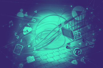 shoping cart with online digital network