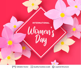 8 of March Women's Day card or banner template.