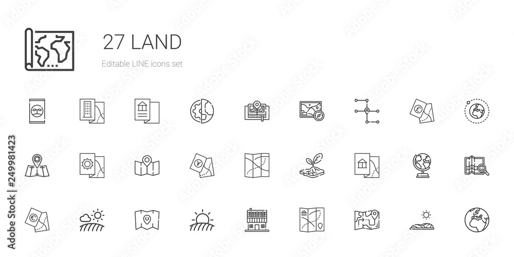 Wall mural land icons set