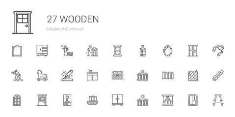 wooden icons set