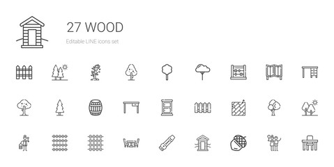 wood icons set