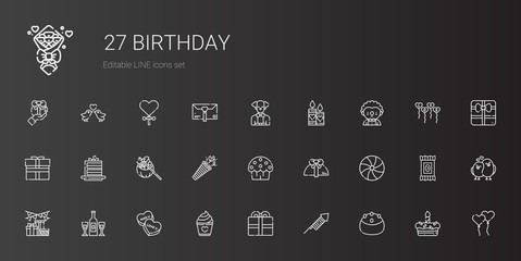 birthday icons set