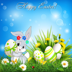 Happy Easter with rabbit.j