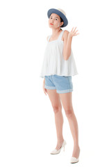 Young lady in casual summer outfits