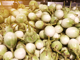 A Group of green eggplant in the market or the supermarket