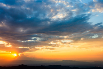 .colorful dramatic sky with cloud at sunset