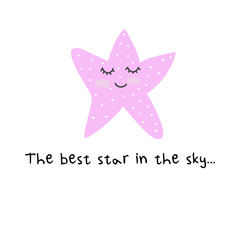 Cute. Stars. Motivation. Scandinavian style. Postcard. Bright children's design.
