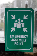 View of Emergency assembly point sign board