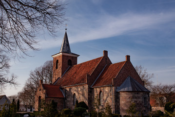 Fototapeta na wymiar Danish church in beautiful February sunlight