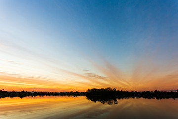 colorful dramatic sky with cloud at sunset