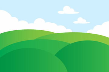 Green hill vector with cloud vector illustration design landscape