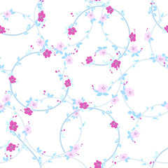 floral creeper circles seamless vector pattern