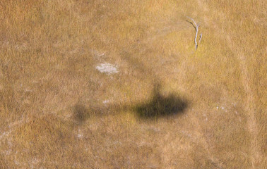 Shadow of a helicopter flying