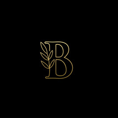 Golden Leaf B Letter Logo