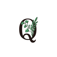 Green Florist Q Letter Logo