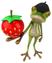 Fun french frog - 3D Illustration