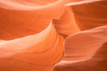 Close up of Antelope Canyon pattern on Navajo land east of Page, Arizona. It is a slot canyon in...