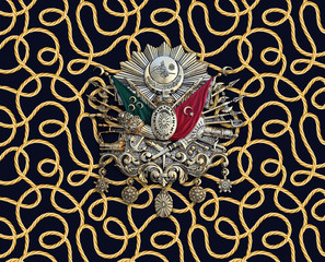 Naklejka premium 3D Wallpaper design with ottoman empire logo for digital print mural