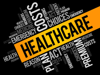 Healthcare word cloud collage, health concept background