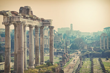 Obraz premium View of the ruins of the Roman Forum in Rome, Italy