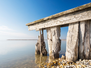 rotten jetty at lake neusiedl in Burgenland