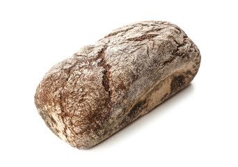 Loaf of fresh bread on white background