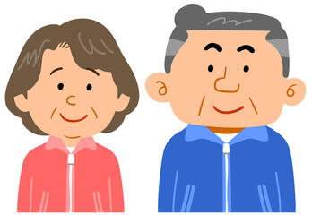 スポーツウェアを着たシニアの夫婦　上半身