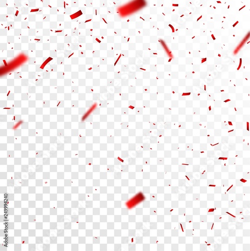 "Falling red confetti on transparent background" Stock image and