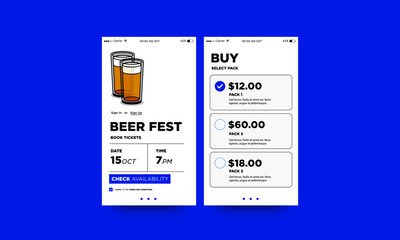 Beer Festival Ticket booking App Interface Design