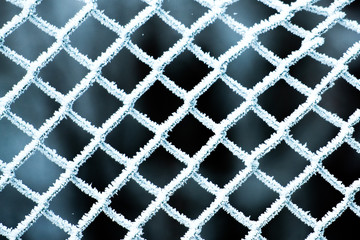 Wire mesh covered with frost frosted to frost